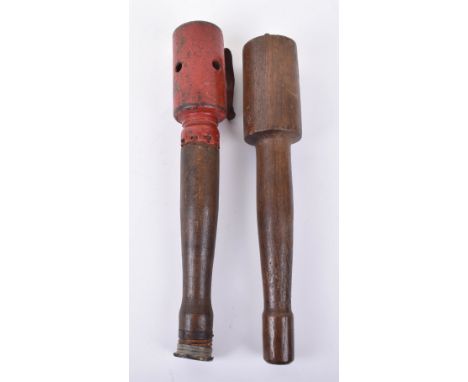 WW1 German Training Stick Grenade, very unusual example of a model 1917 stick grenade with the head painted red and with roun