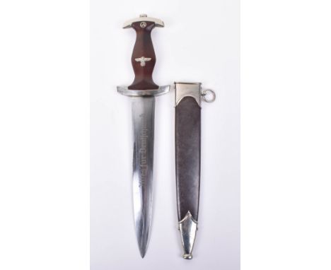 Third Reich SA Dress Dagger by C Gustav Neeff, good early example with wooden grip retaining the original eagle and enamel SA