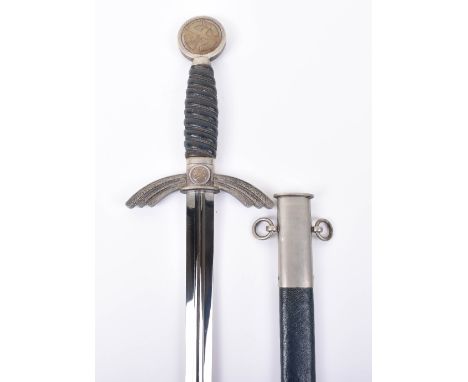 Luftwaffe Officers Dress Sword by SMF, fine early pattern example with nickel silver fittings. Large circular pommel with bra