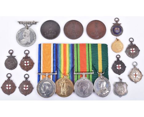 Scarce WW1 and Territorial Medal Group of Four Royal Navy and 10th London Regiment, interesting group consisting of British W