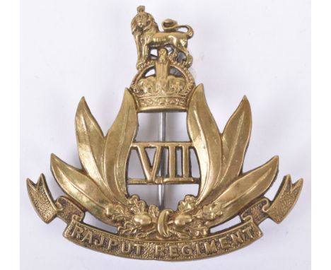 Indian Army 7th Rajput Regiment Pagri Badge, fine example in brass with brooch pin fitting to the reverse. 
