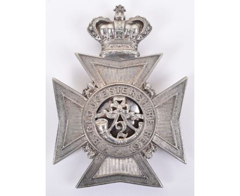 Victorian 2nd Volunteer Battalion Gloucestershire Regiment Officers Pouch Badge 1891-1908, fine silvered crowned Maltese cros