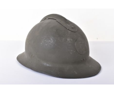 WW2 French M-26 Colonial Infantry Adrian Pattern Steel Combat Helmet, fine example retaining nearly all of the original dark 