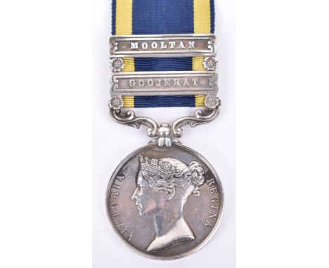 Punjab 1848-49 Campaign Medal 60th Regiment Rifles, the medal with two clasps Goojerat and Mooltan awarded to “G JACKSON, 1ST