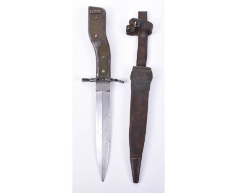 Imperial German Demag Fighting Knife, good used example retaining much of the original green combat paint finish to the handl