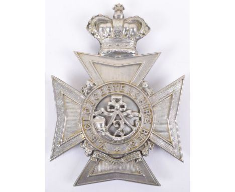 Victorian 2nd Volunteer Battalion Gloucestershire Regiment Officers Pouch Badge 1891-1908, fine silvered crowned Maltese cros