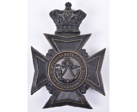 Victorian 2nd Gloucestershire Rifle Volunteer Corps Other Ranks Helmet Plate, blackened crowned Maltese cross with circlet ha