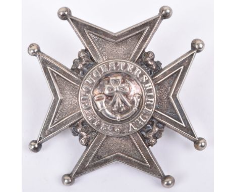 Victorian 2nd Gloucester Rifle Volunteers Officers Forage Cap Badge, silvered Maltese cross with circlet to the centre having