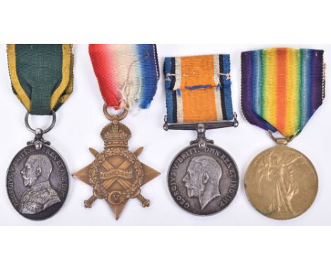 WW1 1914-15 Star Medal Trio &amp; Territorial Efficiency Medal 10th London Regiment and Rifle Brigade, the trio named to “687