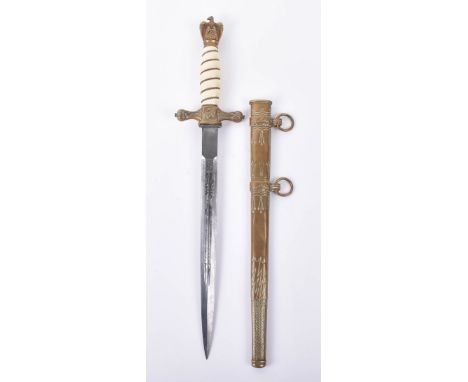 WW2 German Third Reich Kriegsmarine Officers Dress Dagger by Paul Weyersberg &amp; Co, gilt eagle top pommel, white celluloid