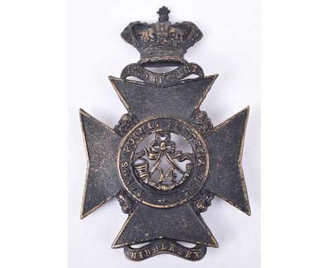 Victorian 14th (Inns of Court) Middlesex Rifle Volunteer Corps Helmet Plate, fine blackened brass plate in the form of Maltes