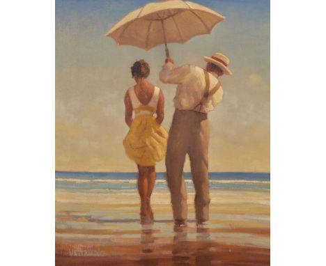 λJack Vettriano (Scottish b. 1951) On the beach Oil on canvas Signed lower left 61 x 50.5cm (24 x 19¾ in.) Provenance: Privat