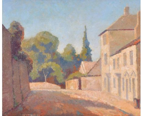 λWalter Steggles (British 1908-1997) Church Street, Bathford Oil on board Signed lower left, titled verso 26 x 30.5cm (10 x 1