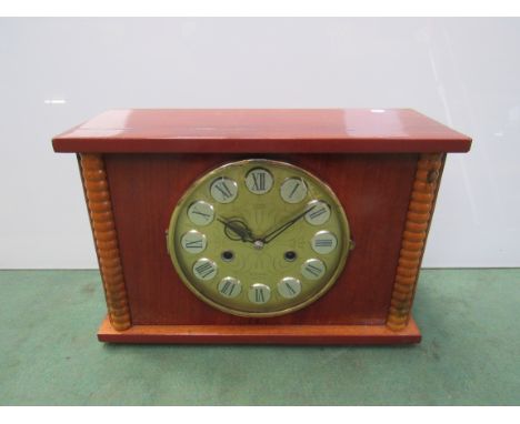 A Russian mantel clock with Roman cartouche chapter ring, eight day movement, 23.5cm high 
