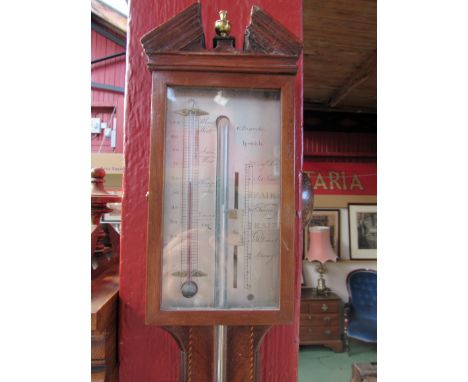 An early 19th Century G.Bianchi of Ipswich stick barometer with mahogany body and satinwood inlaid border