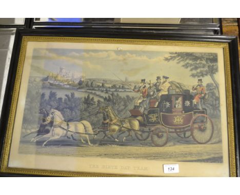 After Charles Hunt, late 19th / early 20th century, polychromatic aquatint, a coaching scene, 'The Birth Day Team', together 
