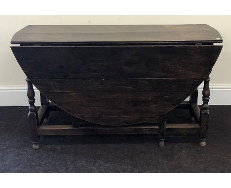 Period oak gate leg table draw at one end  width 127cm height 73cm , 148 when open 