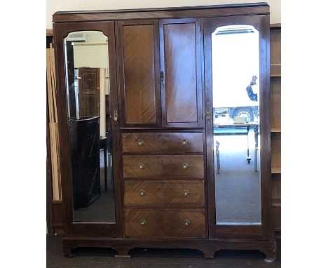 Mahogany Edwardian triple compactum, 2 door, 4 drawers with 2 doors above drawers, with caddy top cornice, approx measurement