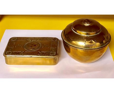 WW1 Christmas tin and 1925 Liptons tea caddy British empire exhibition 