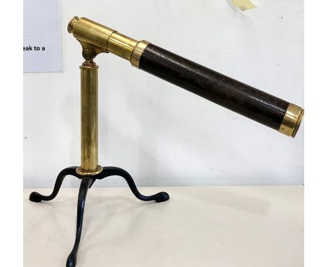 Early 19th century wood and brass bound table telescope on tripod stand circa 1840 