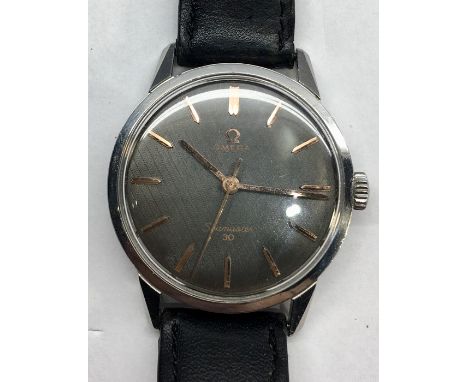 Vintage 286 cal Omega seamaster 30 gents wristwatch stainless steel case watch winds and ticks but no warranty given grey dia