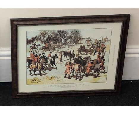 Set of 5 framed hunting scene pictures 