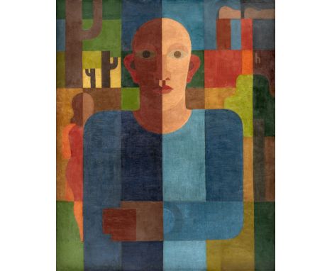 Heinrich Hoerle, ArbeiterÖl auf Leinwand. 81 x 66,5 cm. Gerahmt. In der Darstellung am rechten Rand oben monogrammiert 'h'. R
