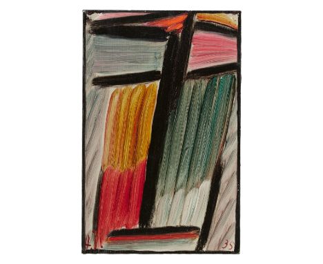 Alexej von Jawlensky, Meditation. Ein Brausen kam einherÖl auf Papier, auf Karton aufgezogen. 19 x 12,4 cm. Unter Glas gerahm