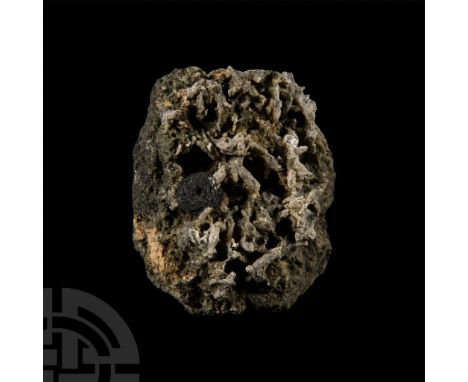 Displaying a hematite rose on a matrix of brittle actinolite, collection number 541, with an old Gregory, Bottley &amp; Lloyd