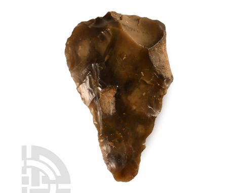 Palaeolithic Period, circa 425,000-362,000 B.P.. Classic pointed handaxe from the type-site at Swanscombe, Kent; mainly hard 