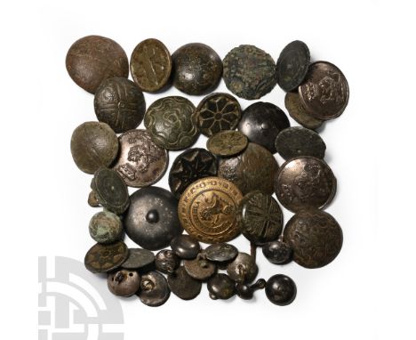 17th-20th century A.D.. Including bulb-type, regimental badge, heraldic achievement and other types; many of these objects ar