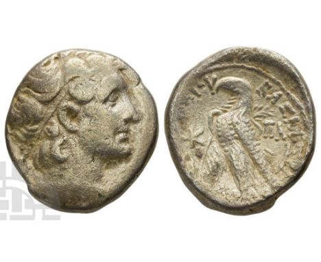 51-30 BC.. Diademed head of Ptolemy I to right, wearing aegis / [??????]???? ????????, eagle with closed wings standing to le