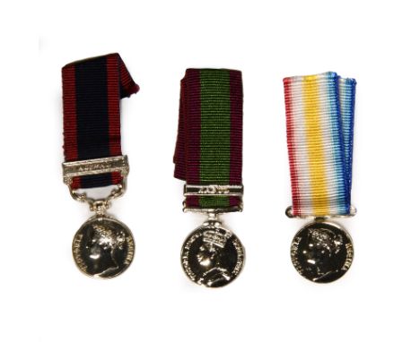 20th century AD.. Comprising: three miniature medals including Candahar Ghuznee and Cabul, 1841-2; Afghanistan 1878-1880 with