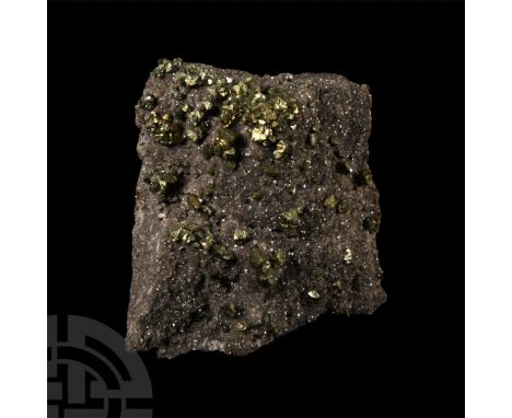 Displaying metallic green and grey colours, collection number 71.  499 grams, 82 mm (3 1/4 in.). Acquired on the UK mineral a