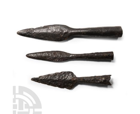 7th-15th century A.D.. Comprising socketted spearheads or javelin heads with small lanceolate and lozenge-shaped heads, lento