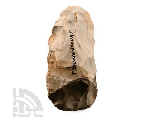Neolithic Period, circa 3000-2000 B.C.. With broad square butt and rounded edge, some cortex remaining; old collector's legen