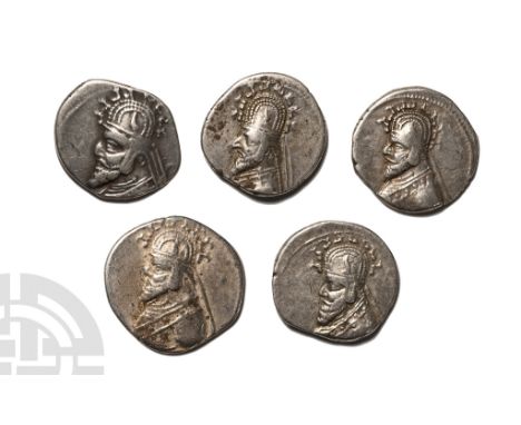 1st century BC.. Five silver Drachms of the Parthian dynasty.  20.55gr total (). Acquired on the UK market before 2000; Prope