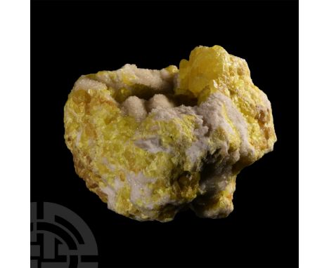 Large specimen displaying vivid yellow colours, collection number 274.  1.19 kg, 12 cm (4 3/4 in.). Acquired on the UK minera