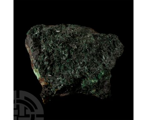 Consisting of a mass of prismatic atacamite on a bed of botryoidal chrysocolla, collection number 491, with an old Gregory, B