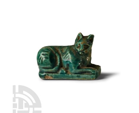New Kingdom, 18th Dynasty, circa 1504-1452 B.C.. Modelled resting on a rectangular base, with fur-texture detailing and hiero