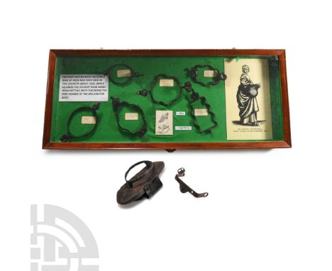 17th-19th century A.D.. Comprising six adult- and child-sized pattens, each a ring with extended tongue fitted with rivets to
