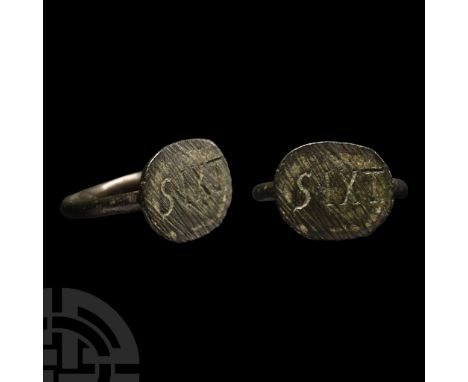 2nd-4th century A.D.. Ellipsoid bezel with 'SIXT' in seriffed capitals. Cf. Chadour, A.B., Rings. The Alice and Louis Koch Co
