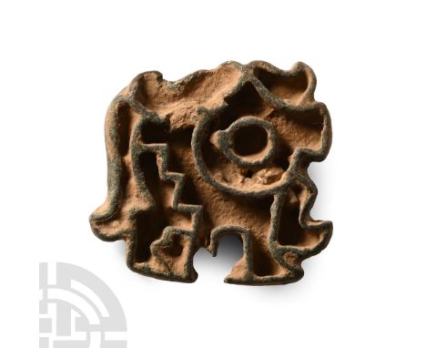 23rd-20th century B.C.. Zoomorphic stamp seal with loop handle to the reverse; accompanied by an old scholarly note, typed an