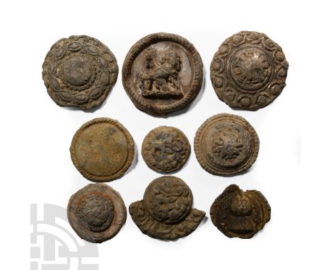 16th-19th century A.D.. Mostly discoid in plan with stepped profile, central rosette and high-relief detailing to the outer e