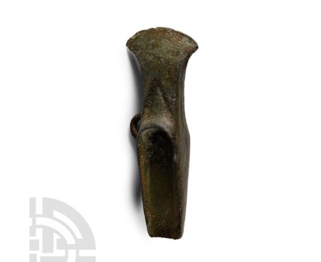 Circa 1250-1100 B.C.. The blade of the palstave sub-triangular in plan, with convex expanding sides, and a convex cutting edg
