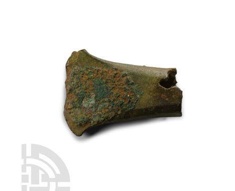 2nd-1st millennium B.C.. Fragment comprising the hollow-formed body of the blade and flared cutting edge. Cf. Evans, J., The 