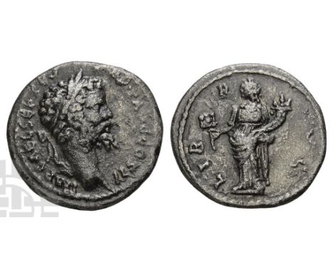 AD 193-211.. IMP CAE L SEP SEV PERT AVG COS II, laureate head to right / LIBER[...] AVG, Liberalitas standing facing, head to