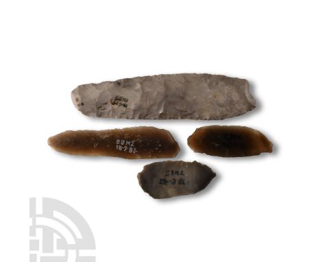 Neolithic Period, circa 6,000 years B.P.. With inked accession numbers 'BBMI/23.9.83', 'BBM2/18.9.83', 'BBM2/22.4.86', BBM2/2