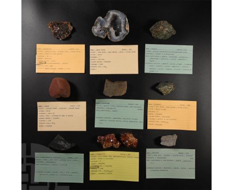 Comprising: siltstone from Table Top Mountain, South Africa, collection number 405; jasper pebble from England, collection nu