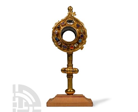 Germany, Cologne, circa 1430 A.D.. Comprising a tubular shank with lower plain collar and median ribbed and fluted collar, te